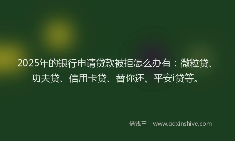 2025年的银行申请贷款被拒怎么办有：微粒贷、功夫贷、信用卡贷、替你还、平安i贷等。