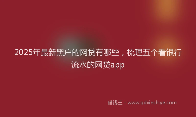 2025年最新黑户的网贷有哪些，梳理五个看银行流水的网贷app