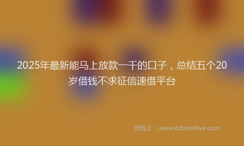 2025年最新能马上放款一千的口子，总结五个20岁借钱不求征信速借平台