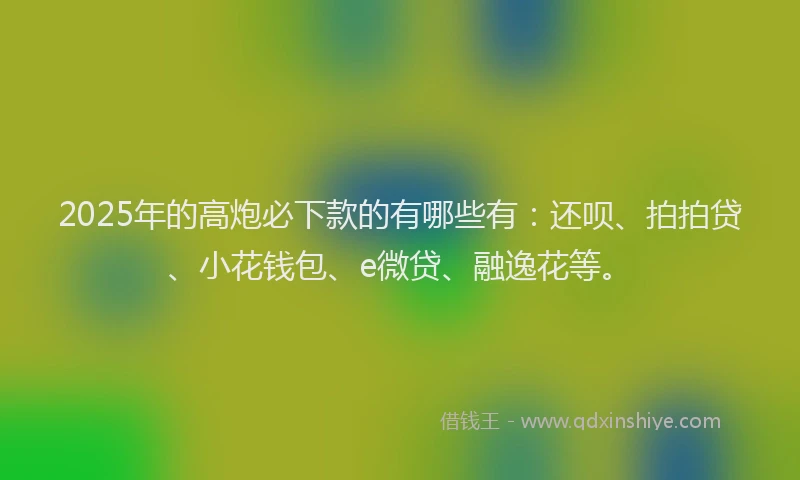 2025年的高炮必下款的有哪些有：还呗、拍拍贷、小花钱包、e微贷、融逸花等。