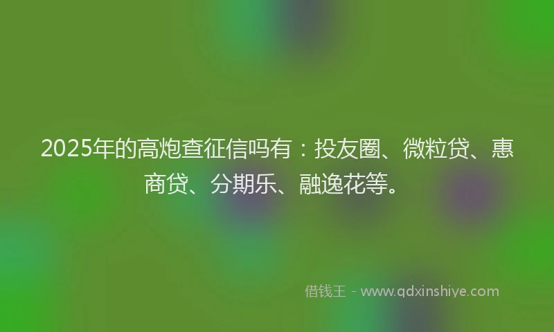 2025年的高炮查征信吗有：投友圈、微粒贷、惠商贷、分期乐、融逸花等。