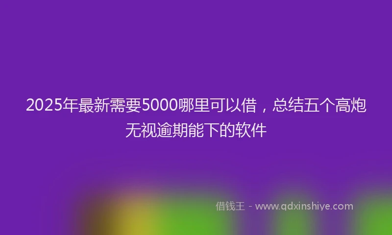 2025年最新需要5000哪里可以借，总结五个高炮无视逾期能下的软件