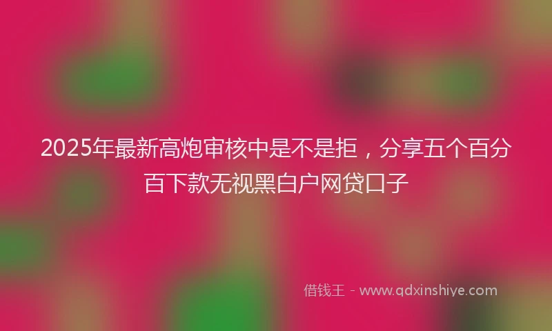 2025年最新高炮审核中是不是拒，分享五个百分百下款无视黑白户网贷口子
