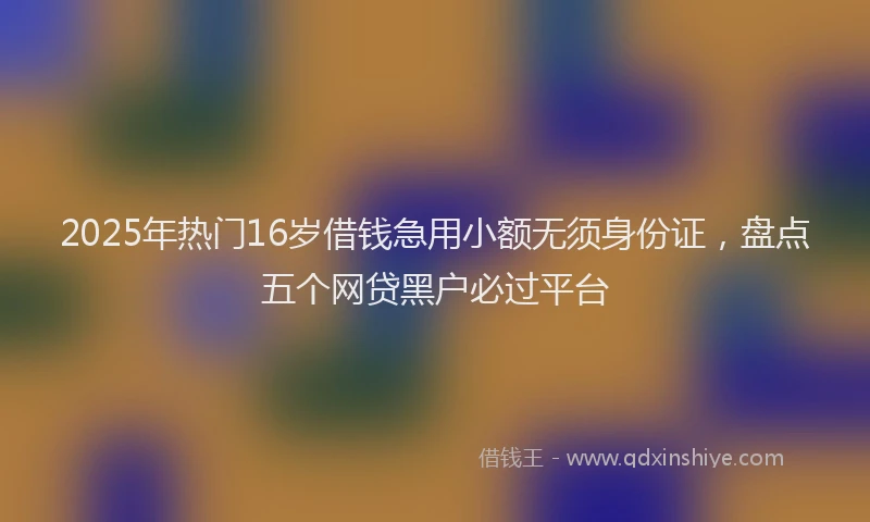2025年热门16岁借钱急用小额无须身份证，盘点五个网贷黑户必过平台