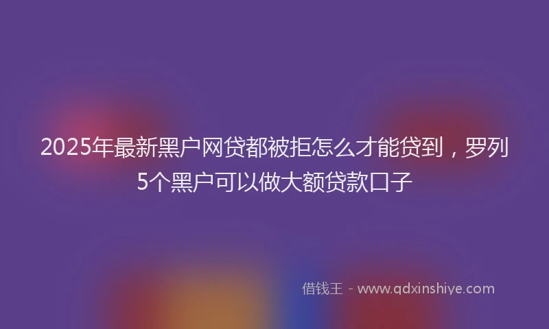 2025年最新黑户网贷都被拒怎么才能贷到，罗列5个黑户可以做大额贷款口子