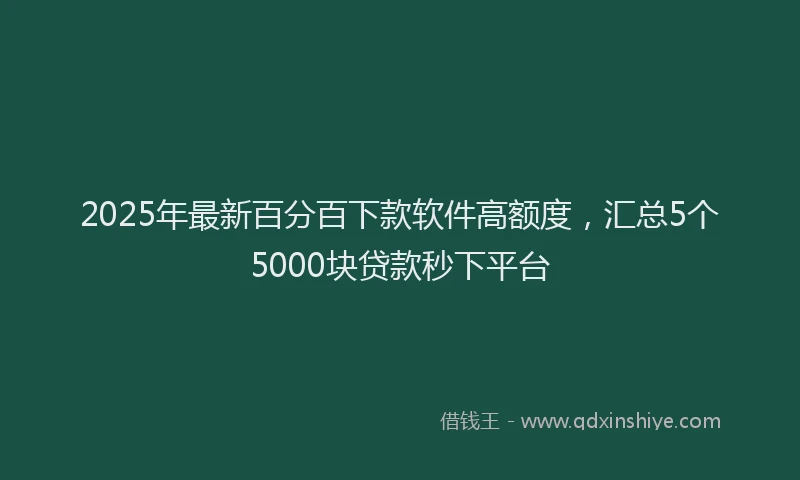 2025年最新百分百下款软件高额度，汇总5个5000块贷款秒下平台