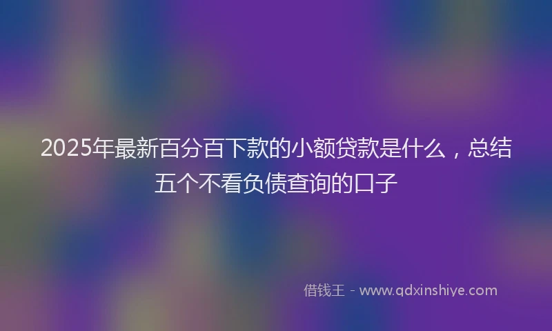 2025年最新百分百下款的小额贷款是什么，总结五个不看负债查询的口子