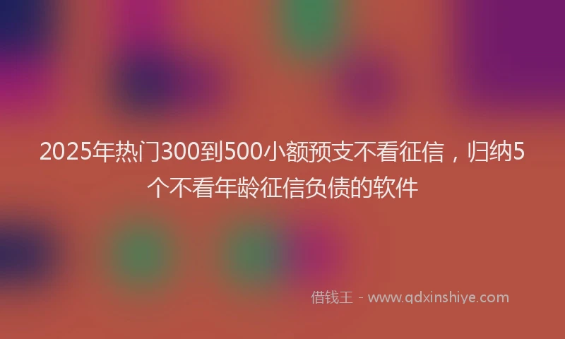 2025年热门300到500小额预支不看征信，归纳5个不看年龄征信负债的软件