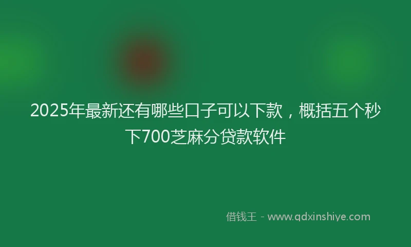2025年最新还有哪些口子可以下款，概括五个秒下700芝麻分贷款软件