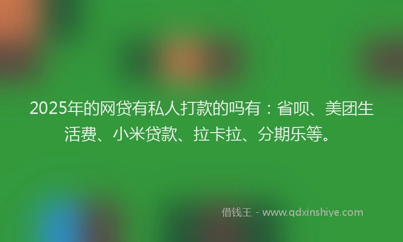 2025年的网贷有私人打款的吗有：省呗、美团生活费、小米贷款、拉卡拉、分期乐等。