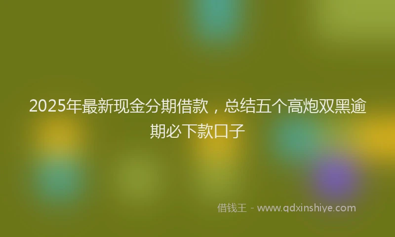 2025年最新现金分期借款，总结五个高炮双黑逾期必下款口子