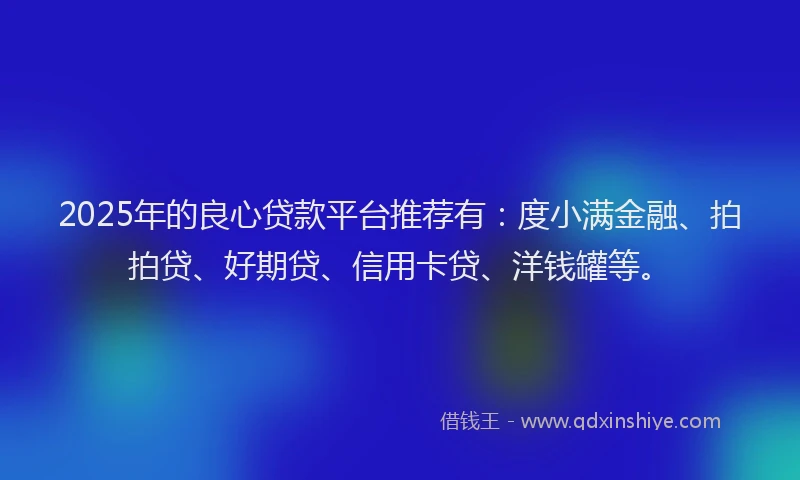 2025年的良心贷款平台推荐有：度小满金融、拍拍贷、好期贷、信用卡贷、洋钱罐等。