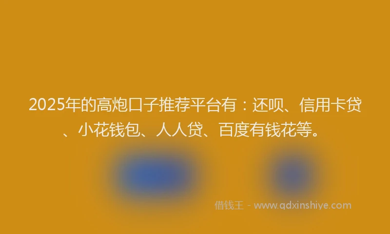 2025年的高炮口子推荐平台有：还呗、信用卡贷、小花钱包、人人贷、百度有钱花等。
