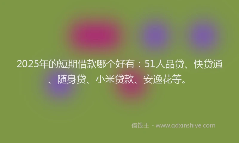 2025年的短期借款哪个好有：51人品贷、快贷通、随身贷、小米贷款、安逸花等。