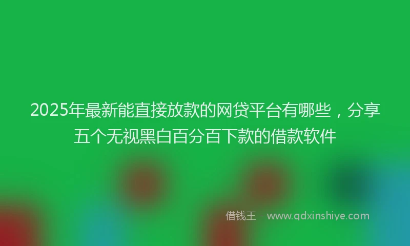 2025年最新能直接放款的网贷平台有哪些，分享五个无视黑白百分百下款的借款软件