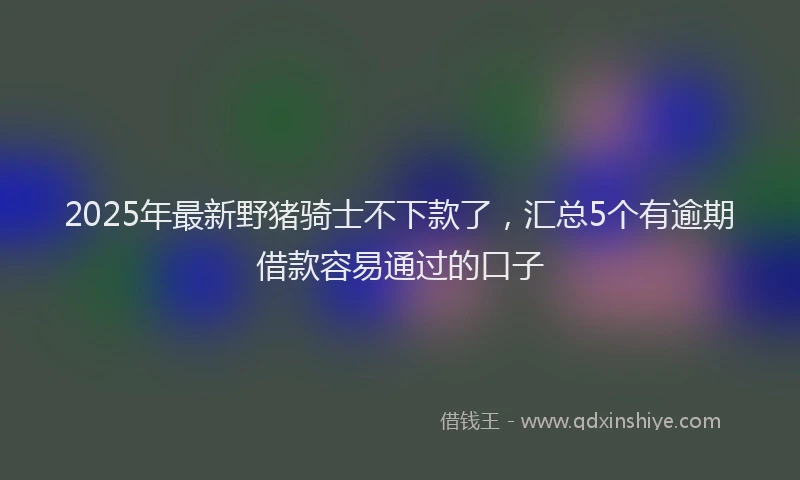 2025年最新野猪骑士不下款了，汇总5个有逾期借款容易通过的口子
