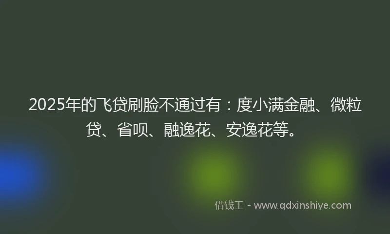 2025年的飞贷刷脸不通过有：度小满金融、微粒贷、省呗、融逸花、安逸花等。