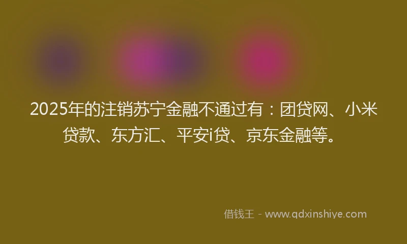 2025年的注销苏宁金融不通过有：团贷网、小米贷款、东方汇、平安i贷、京东金融等。