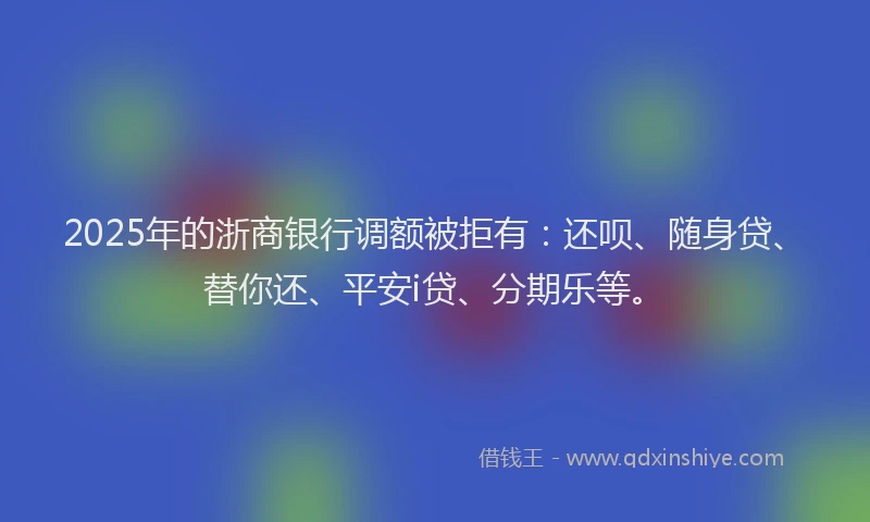 2025年的浙商银行调额被拒有：还呗、随身贷、替你还、平安i贷、分期乐等。