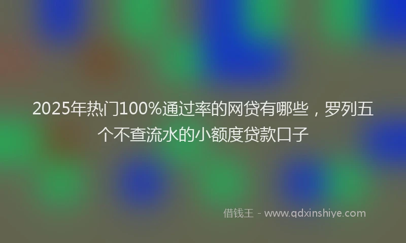 2025年热门100%通过率的网贷有哪些，罗列五个不查流水的小额度贷款口子