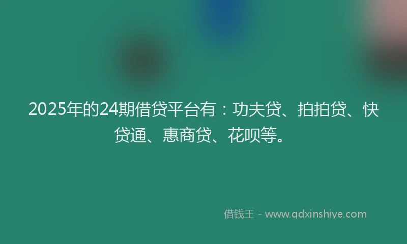 2025年的24期借贷平台有：功夫贷、拍拍贷、快贷通、惠商贷、花呗等。