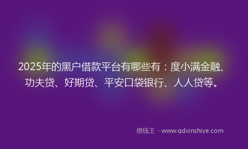 2025年的黑户借款平台有哪些有：度小满金融、功夫贷、好期贷、平安口袋银行、人人贷等。
