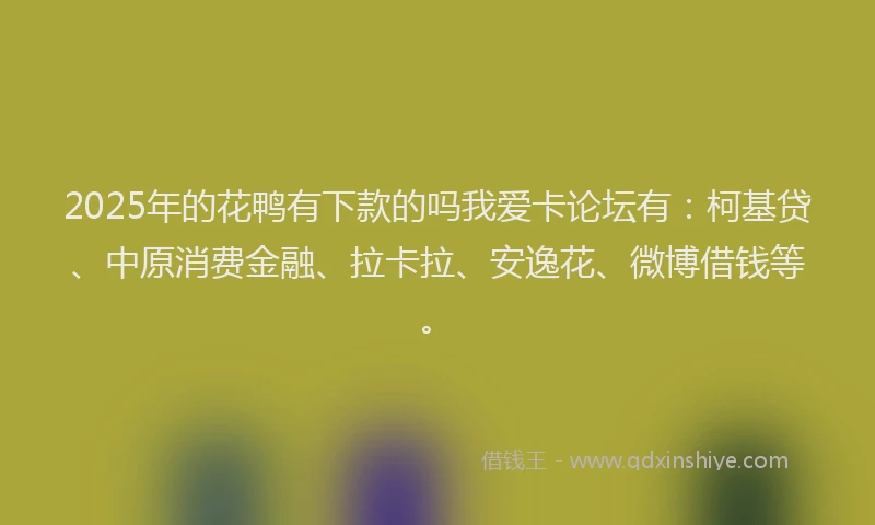 2025年的花鸭有下款的吗我爱卡论坛有：柯基贷、中原消费金融、拉卡拉、安逸花、微博借钱等。