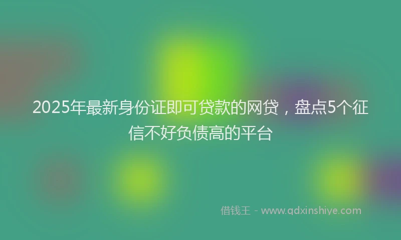 2025年最新身份证即可贷款的网贷，盘点5个征信不好负债高的平台
