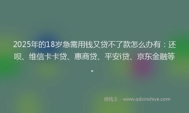 2025年的18岁急需用钱又贷不了款怎么办有：还呗、维信卡卡贷、惠商贷、平安i贷、京东金融等。