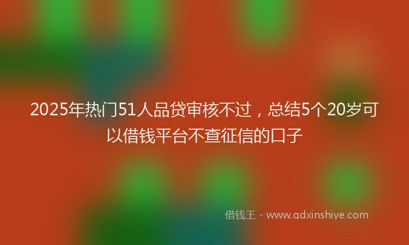 2025年热门51人品贷审核不过，总结5个20岁可以借钱平台不查征信的口子