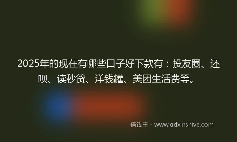 2025年的现在有哪些口子好下款有：投友圈、还呗、读秒贷、洋钱罐、美团生活费等。