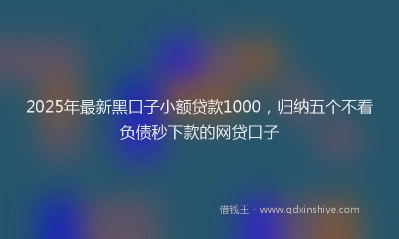 2025年最新黑口子小额贷款1000，归纳五个不看负债秒下款的网贷口子