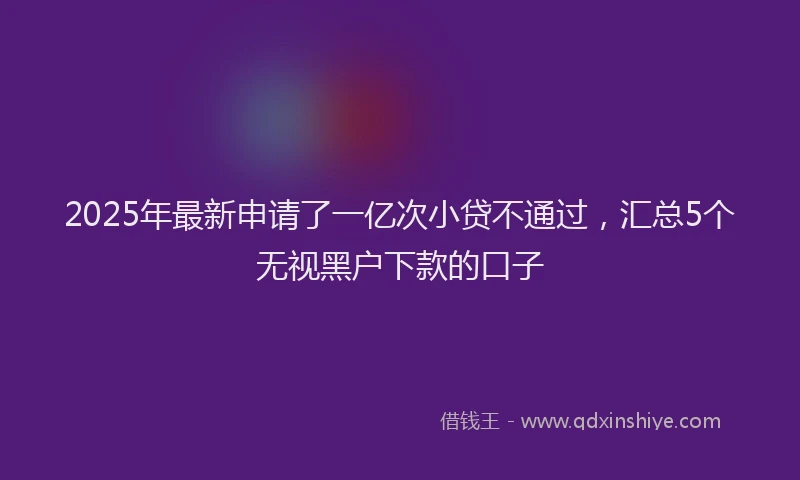 2025年最新申请了一亿次小贷不通过，汇总5个无视黑户下款的口子