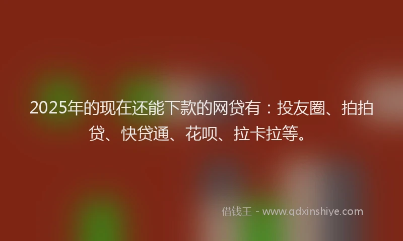 2025年的现在还能下款的网贷有：投友圈、拍拍贷、快贷通、花呗、拉卡拉等。