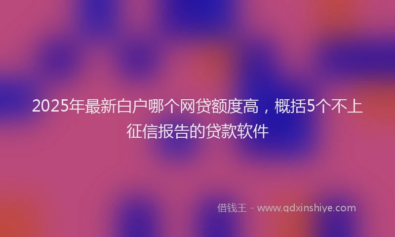 2025年最新白户哪个网贷额度高，概括5个不上征信报告的贷款软件