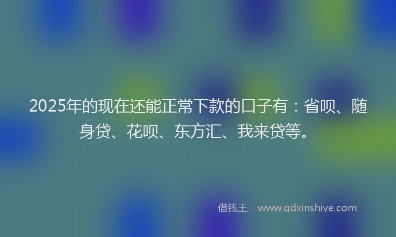 2025年的现在还能正常下款的口子有：省呗、随身贷、花呗、东方汇、我来贷等。