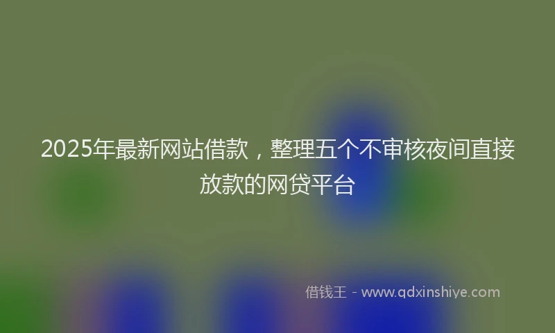 2025年最新网站借款，整理五个不审核夜间直接放款的网贷平台