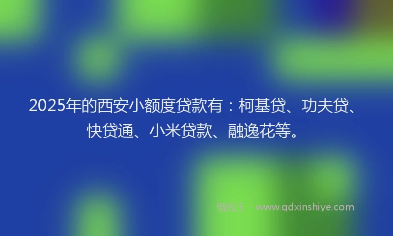 2025年的西安小额度贷款有：柯基贷、功夫贷、快贷通、小米贷款、融逸花等。