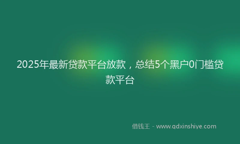2025年最新贷款平台放款，总结5个黑户0门槛贷款平台