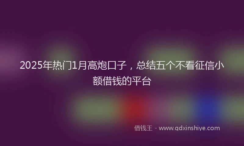 2025年热门1月高炮口子，总结五个不看征信小额借钱的平台