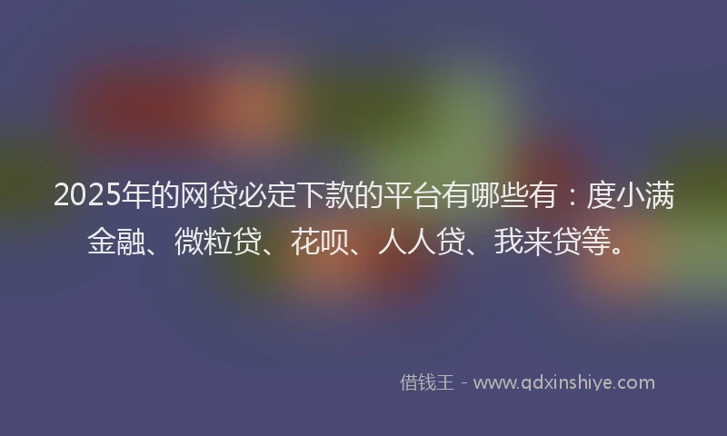 2025年的网贷必定下款的平台有哪些有：度小满金融、微粒贷、花呗、人人贷、我来贷等。