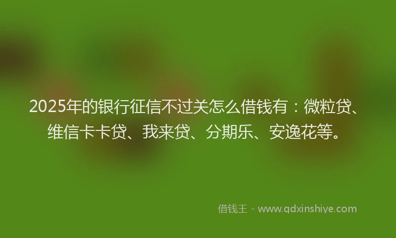 2025年的银行征信不过关怎么借钱有：微粒贷、维信卡卡贷、我来贷、分期乐、安逸花等。