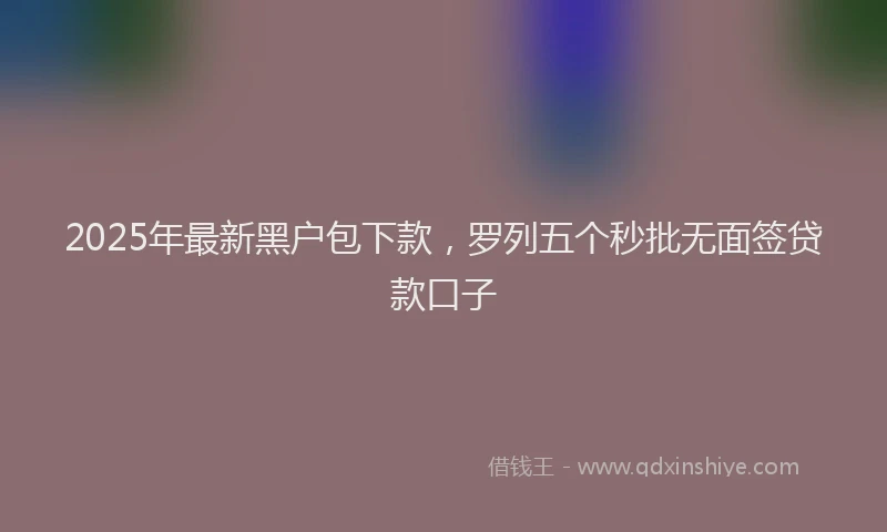 2025年最新黑户包下款，罗列五个秒批无面签贷款口子