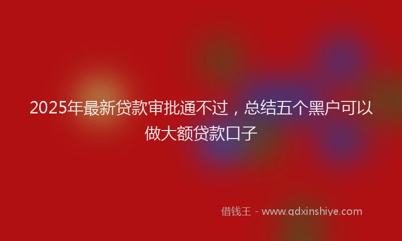 2025年最新贷款审批通不过，总结五个黑户可以做大额贷款口子
