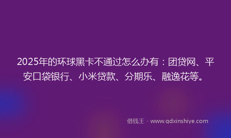 2025年的环球黑卡不通过怎么办有：团贷网、平安口袋银行、小米贷款、分期乐、融逸花等。