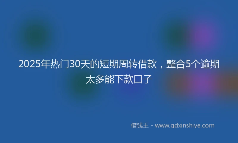 2025年热门30天的短期周转借款，整合5个逾期太多能下款口子
