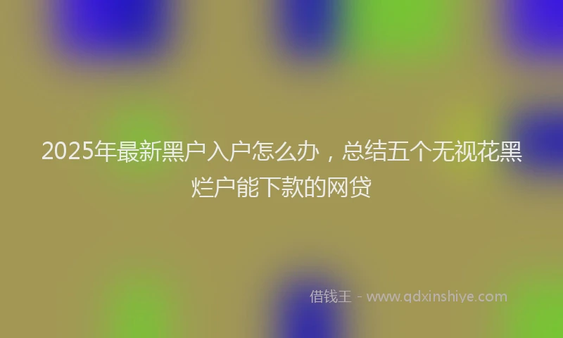 2025年最新黑户入户怎么办，总结五个无视花黑烂户能下款的网贷