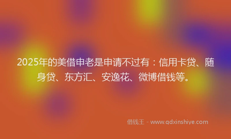 2025年的美借申老是申请不过有：信用卡贷、随身贷、东方汇、安逸花、微博借钱等。