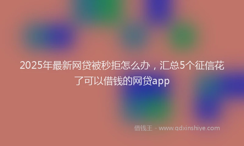 2025年最新网贷被秒拒怎么办，汇总5个征信花了可以借钱的网贷app