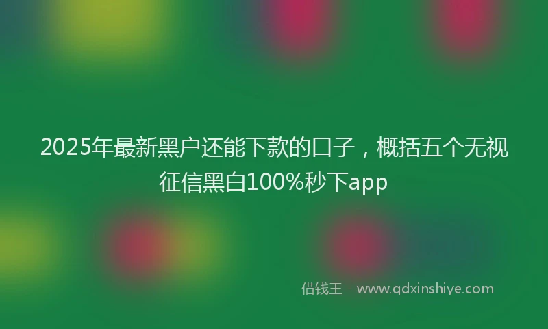 2025年最新黑户还能下款的口子，概括五个无视征信黑白100%秒下app